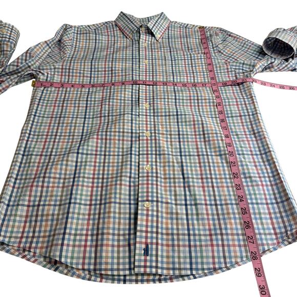 Men's Johnnie-O French Blue Plaid Long Sleeve Button Up Casual Shirt sz Medium - Picture 6 of 6
